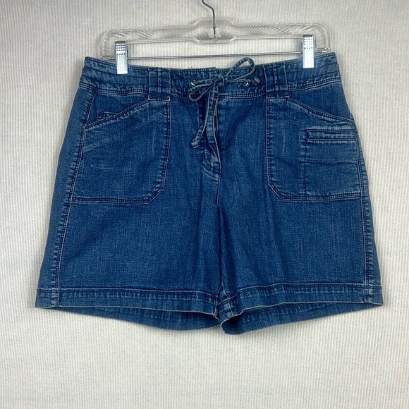 Talbots Vintage Stretch Denim Shorts Womens Size 10 Patch Pockets Cotton Blend - Picture 1 of 7